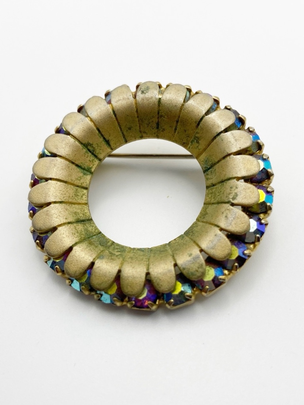 Vintage Round Rhinestone Brooch